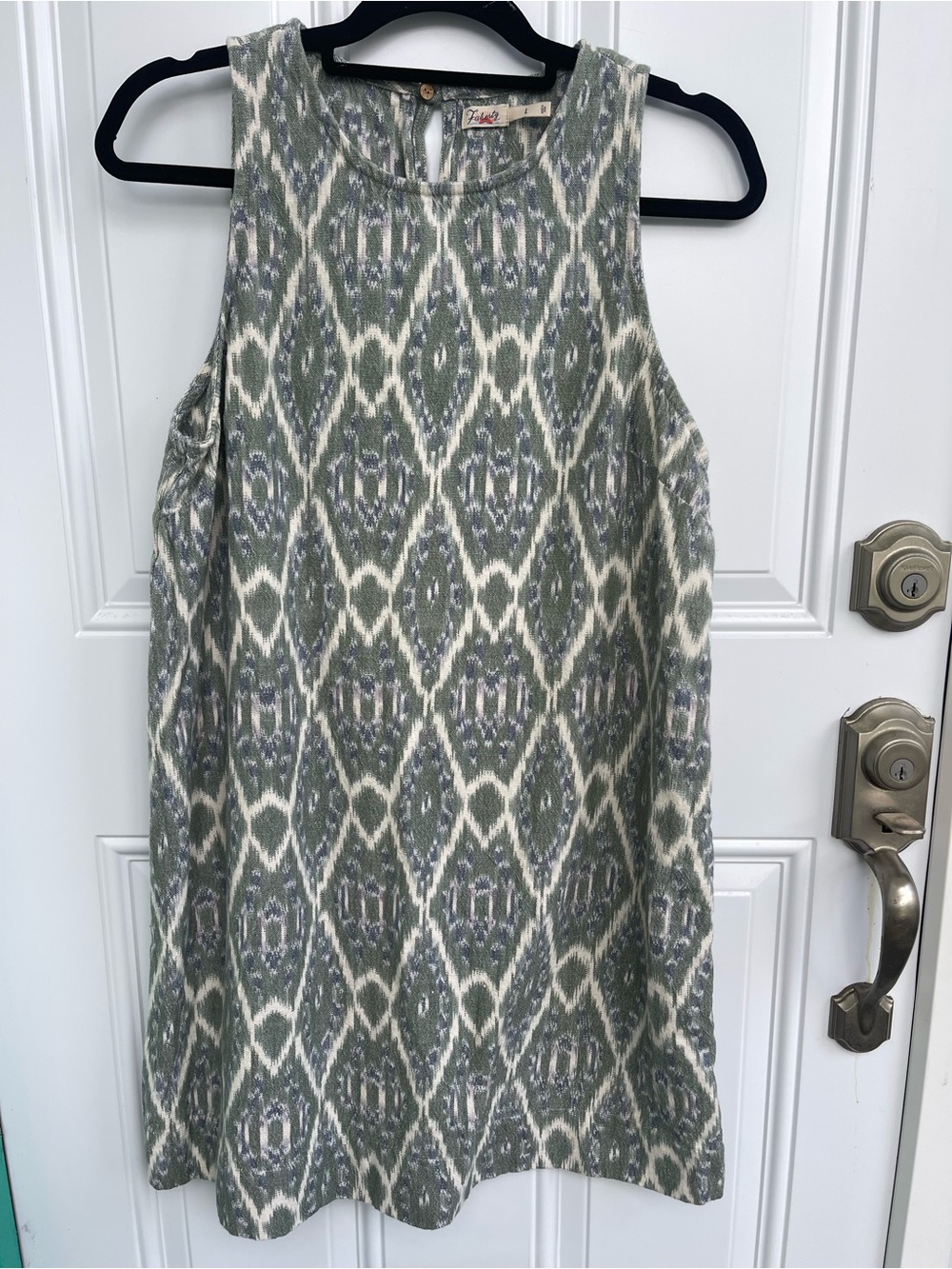 Faherty Carini Ikat Sleeveless Shift Dress Green Large